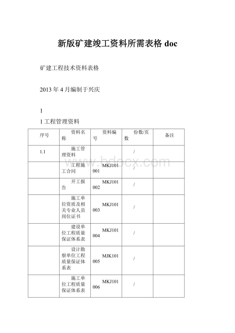 新版矿建竣工资料所需表格doc.docx_第1页