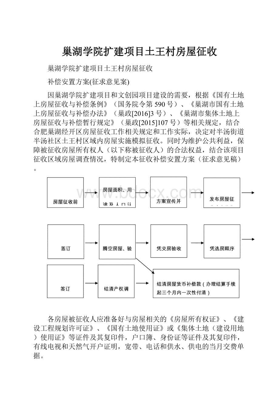 巢湖学院扩建项目土王村房屋征收.docx_第1页