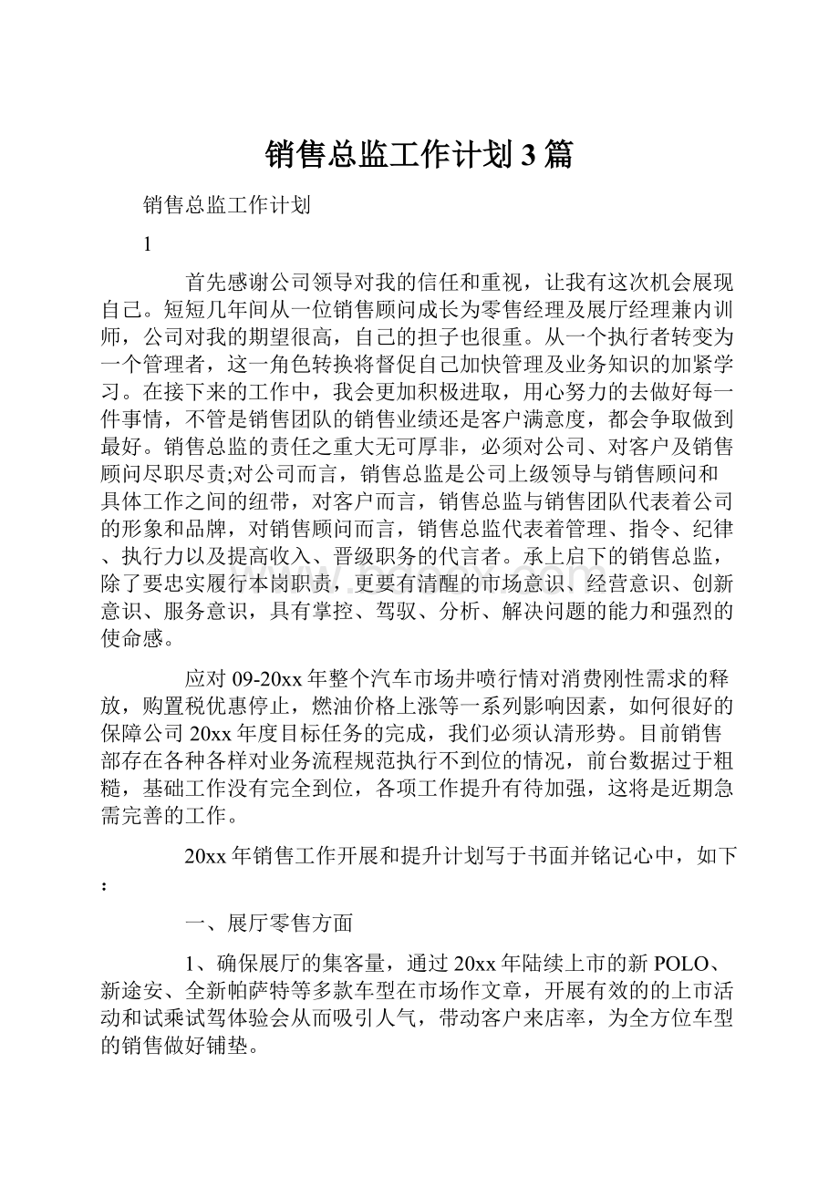 销售总监工作计划3篇.docx