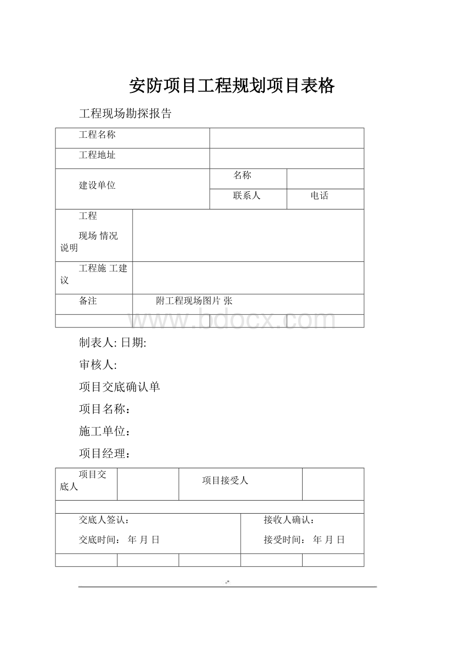 安防项目工程规划项目表格.docx