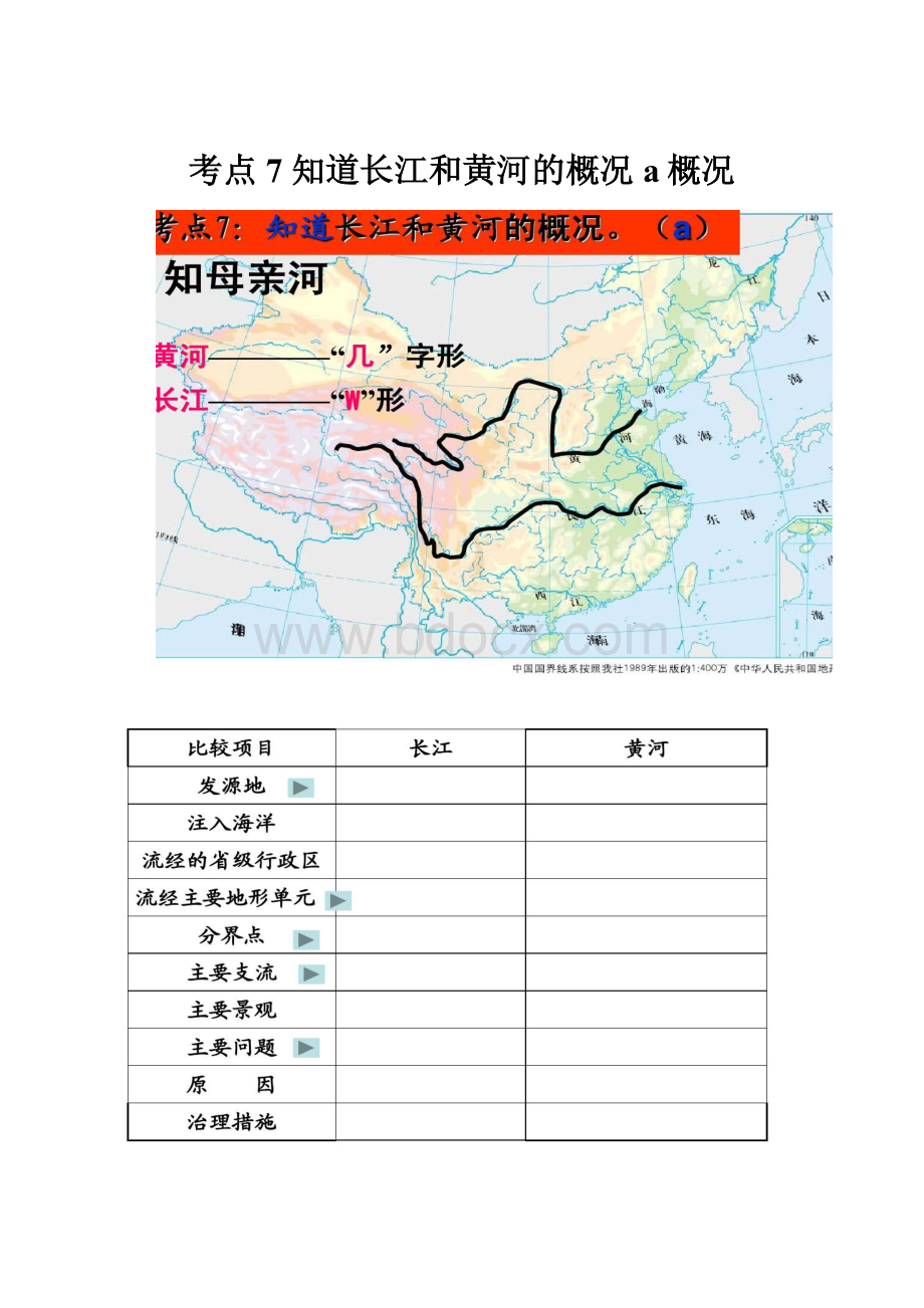 考点7 知道长江和黄河的概况a概况.docx