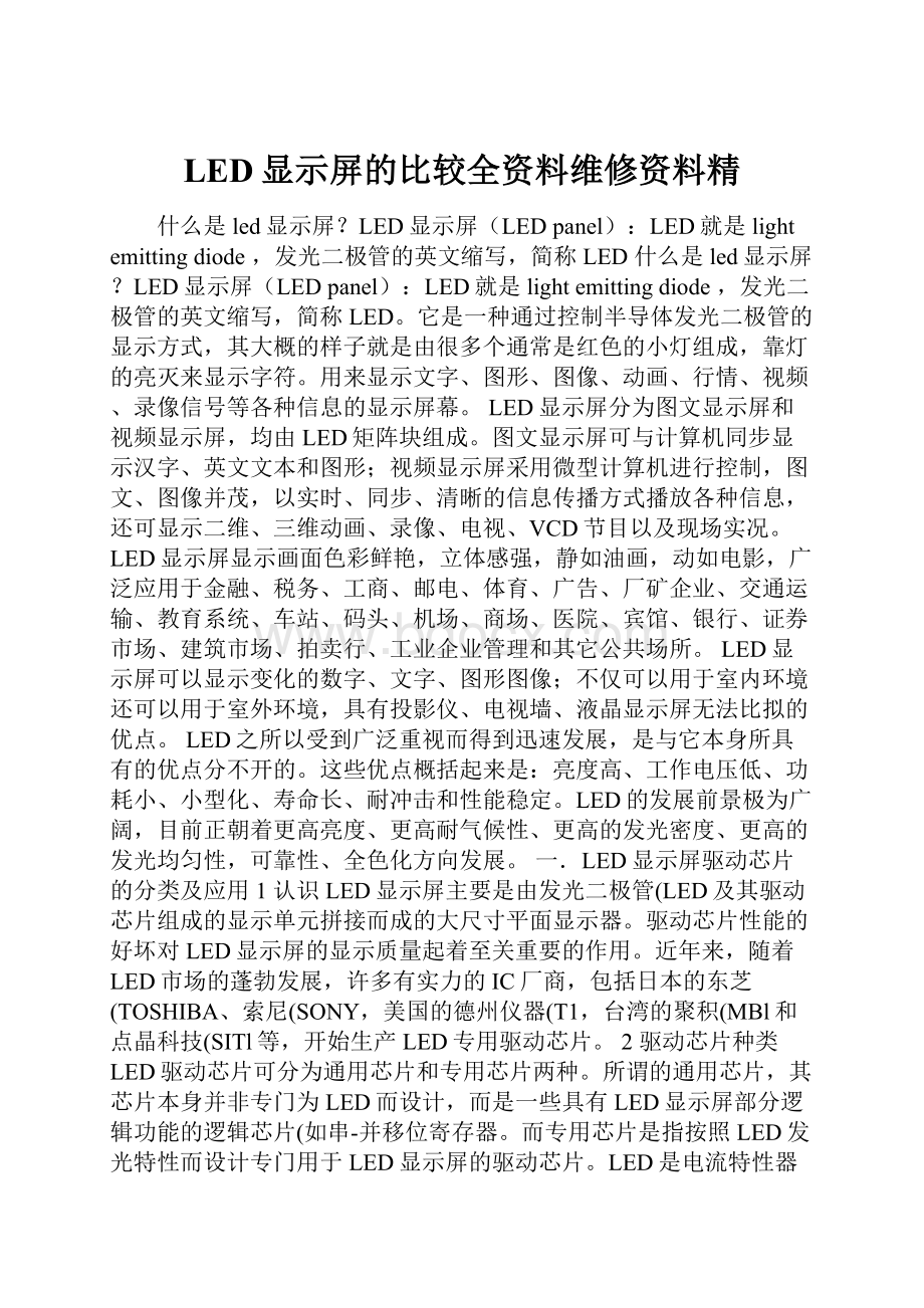 LED显示屏的比较全资料维修资料精.docx