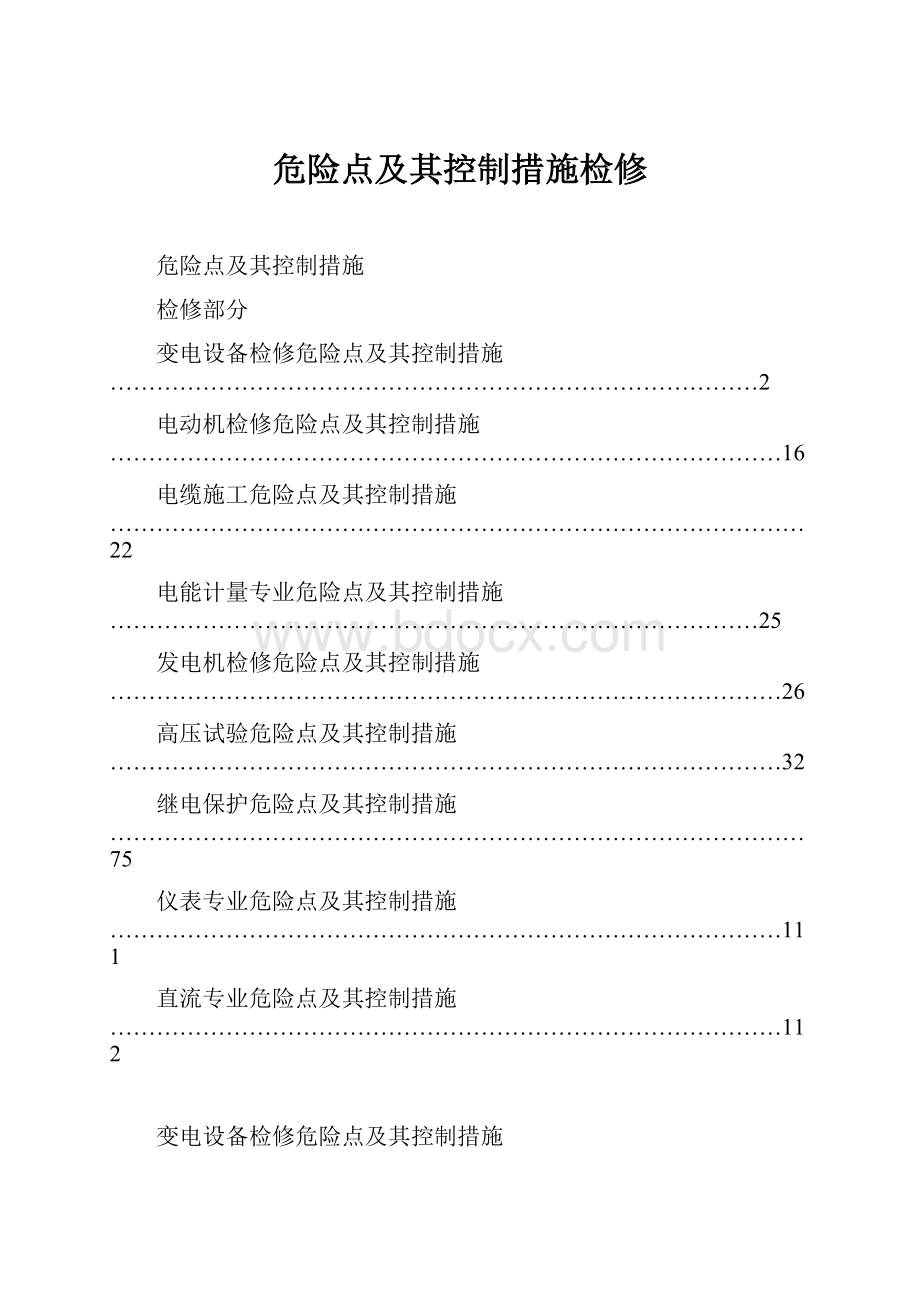 危险点及其控制措施检修.docx