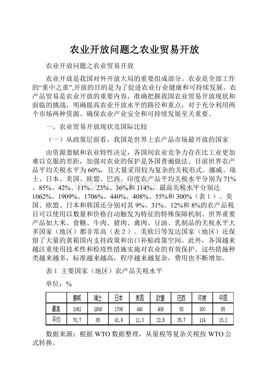 农业开放问题之农业贸易开放.docx