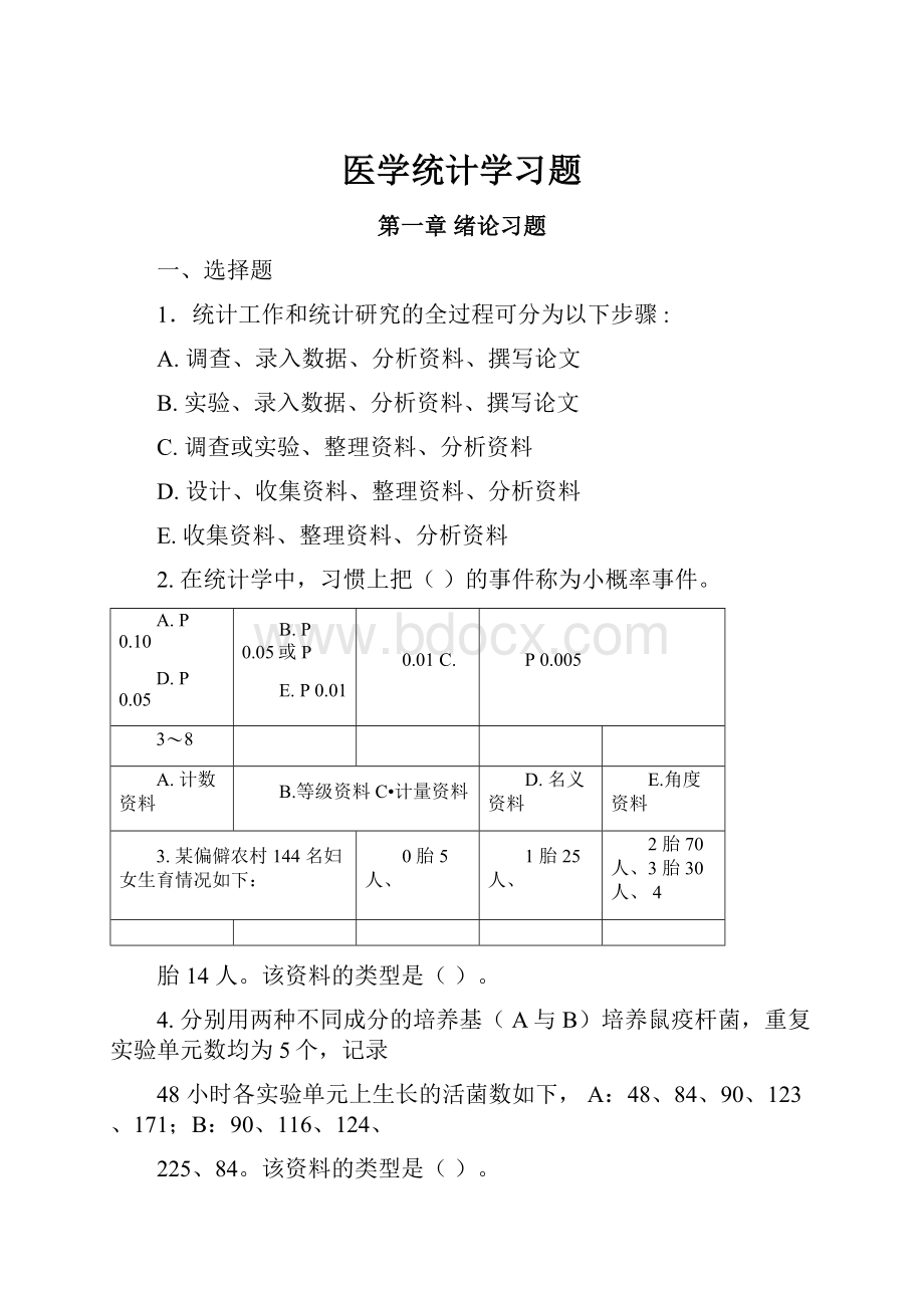 医学统计学习题.docx