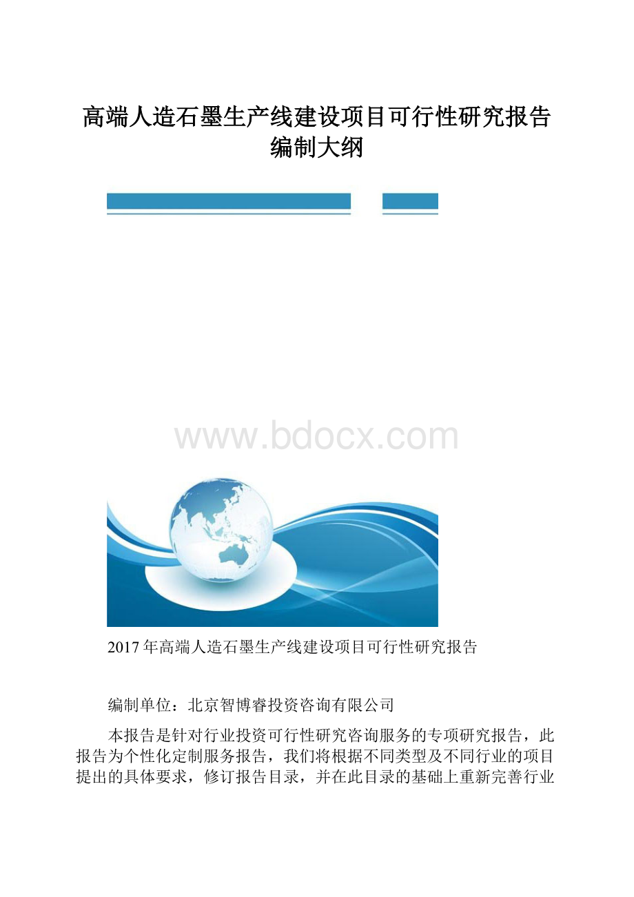 高端人造石墨生产线建设项目可行性研究报告编制大纲.docx