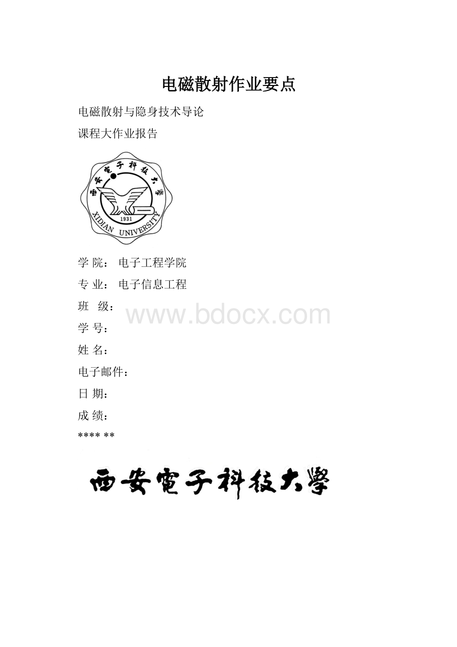 电磁散射作业要点.docx