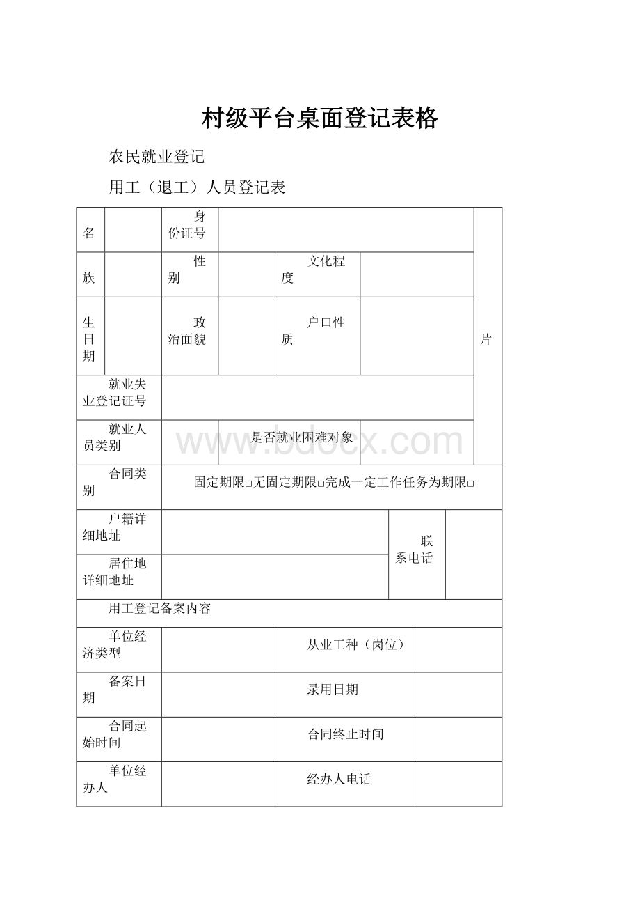 村级平台桌面登记表格.docx