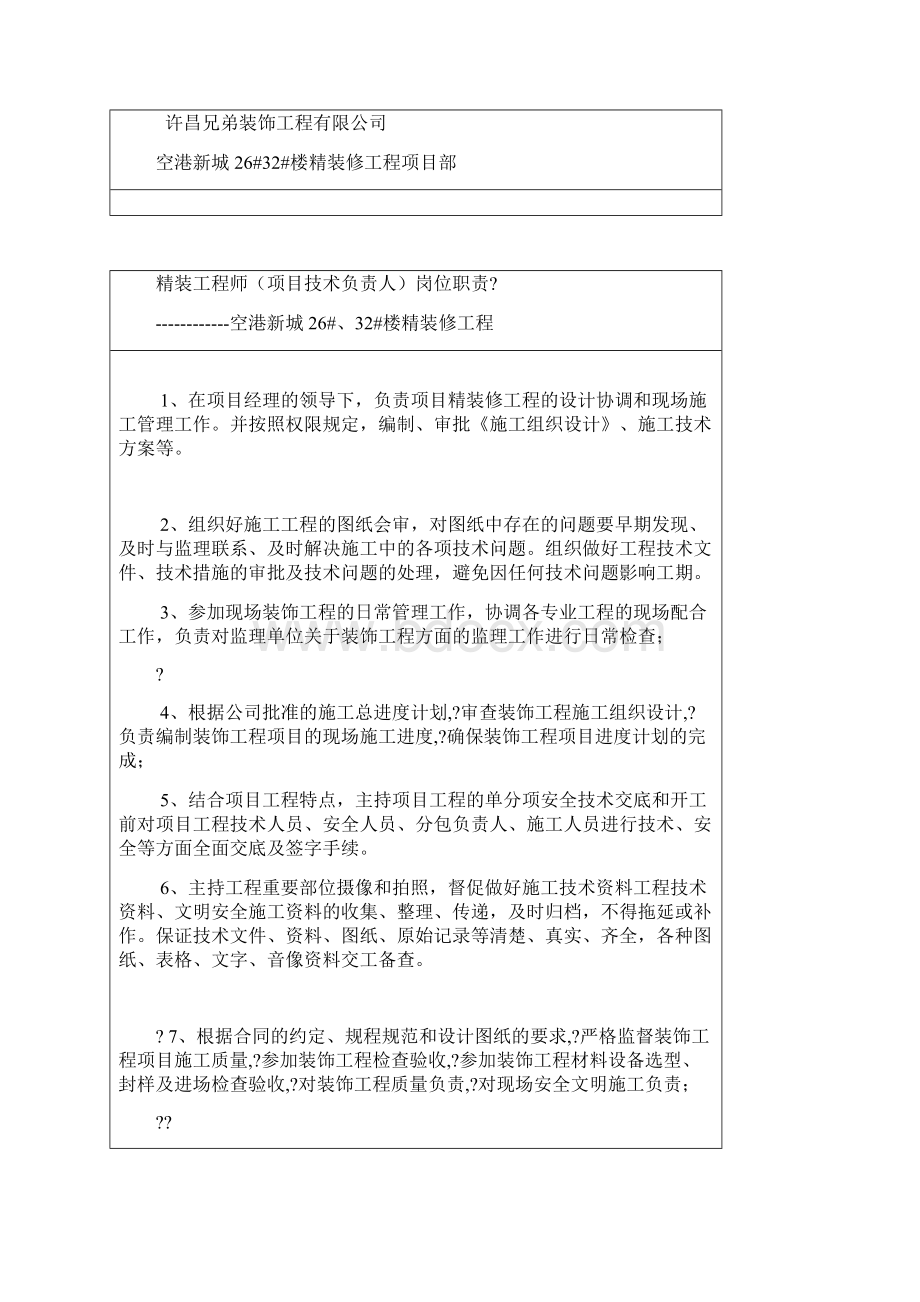 精装修工程管理人员岗位职责 试用版.docx_第2页