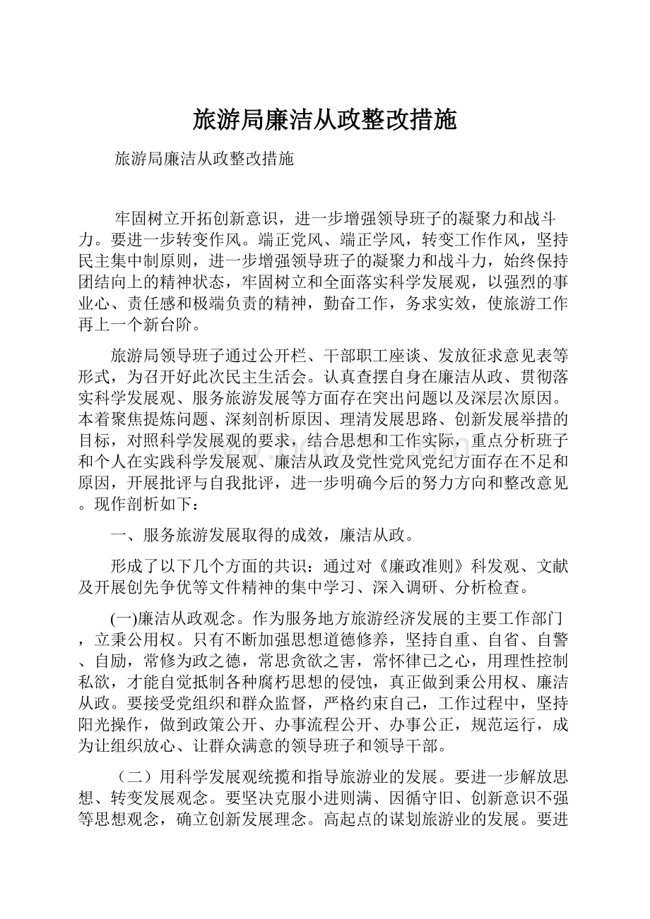 旅游局廉洁从政整改措施.docx_第1页