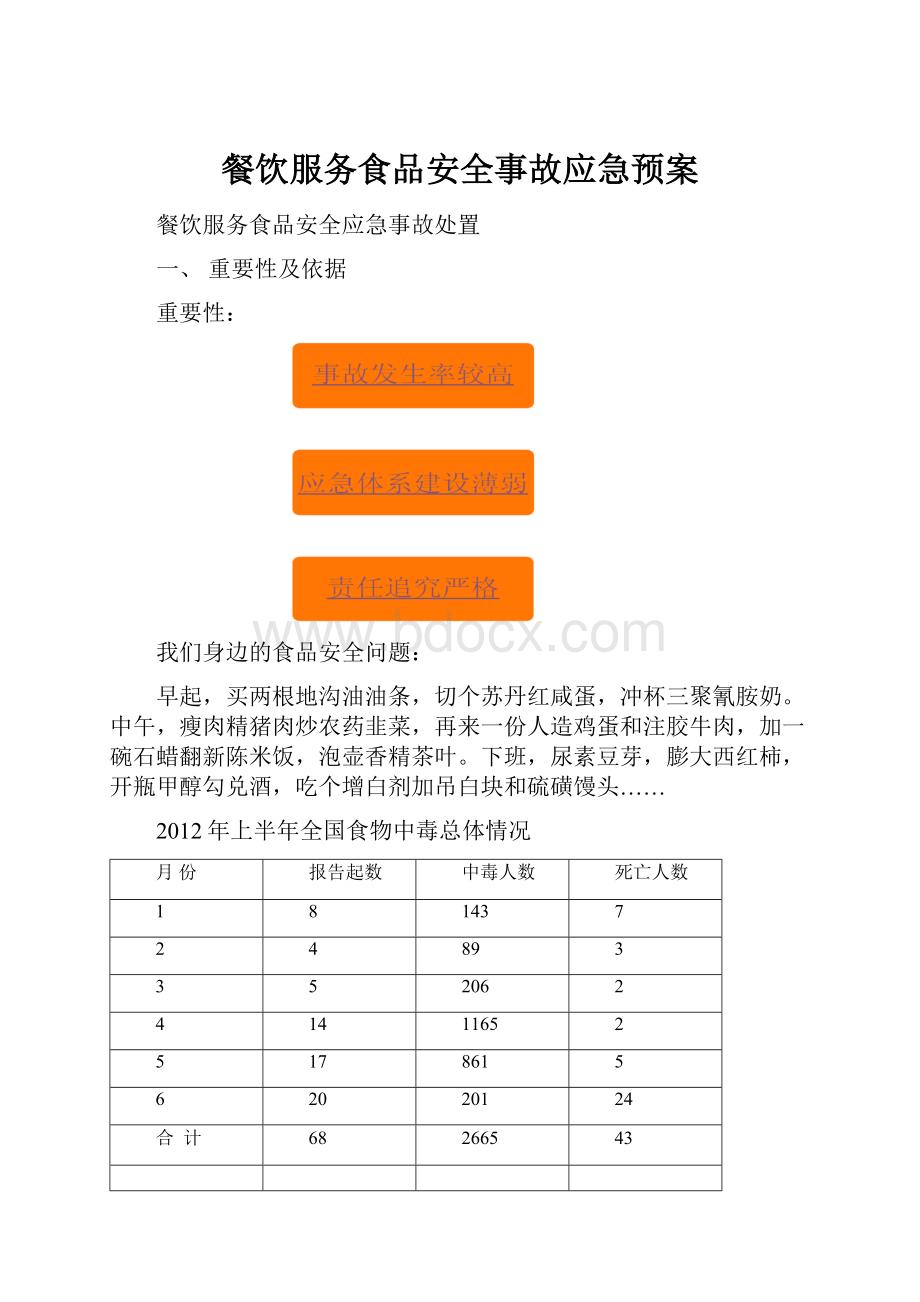 餐饮服务食品安全事故应急预案.docx_第1页