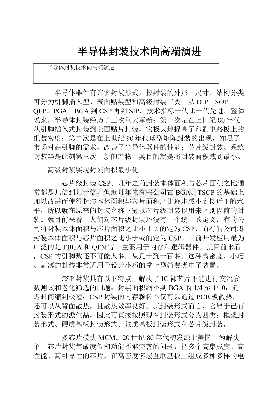 半导体封装技术向高端演进.docx