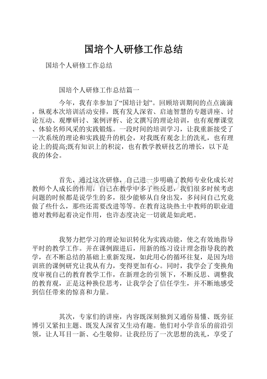 国培个人研修工作总结.docx