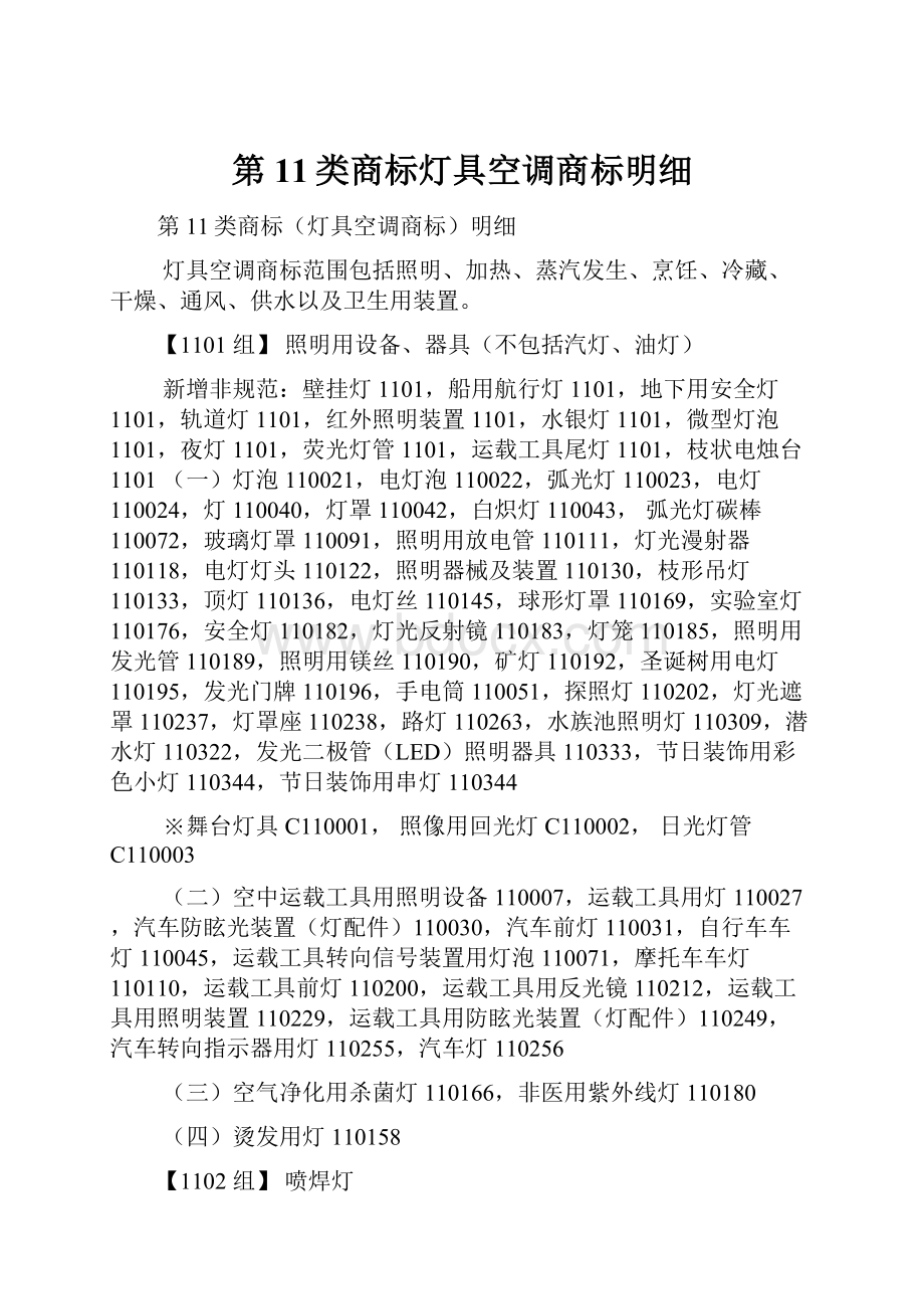 第11类商标灯具空调商标明细.docx