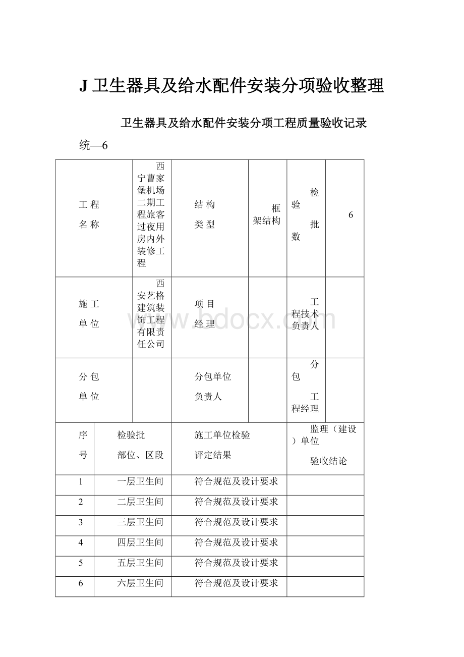 J卫生器具及给水配件安装分项验收整理.docx