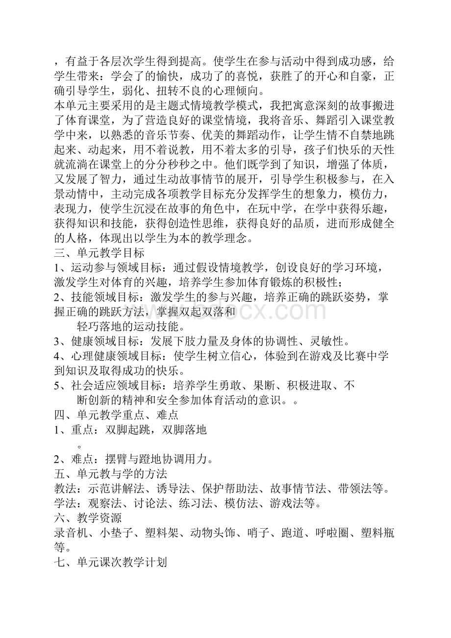 教育学习文章水平一跳跃单元教学计划.docx_第2页