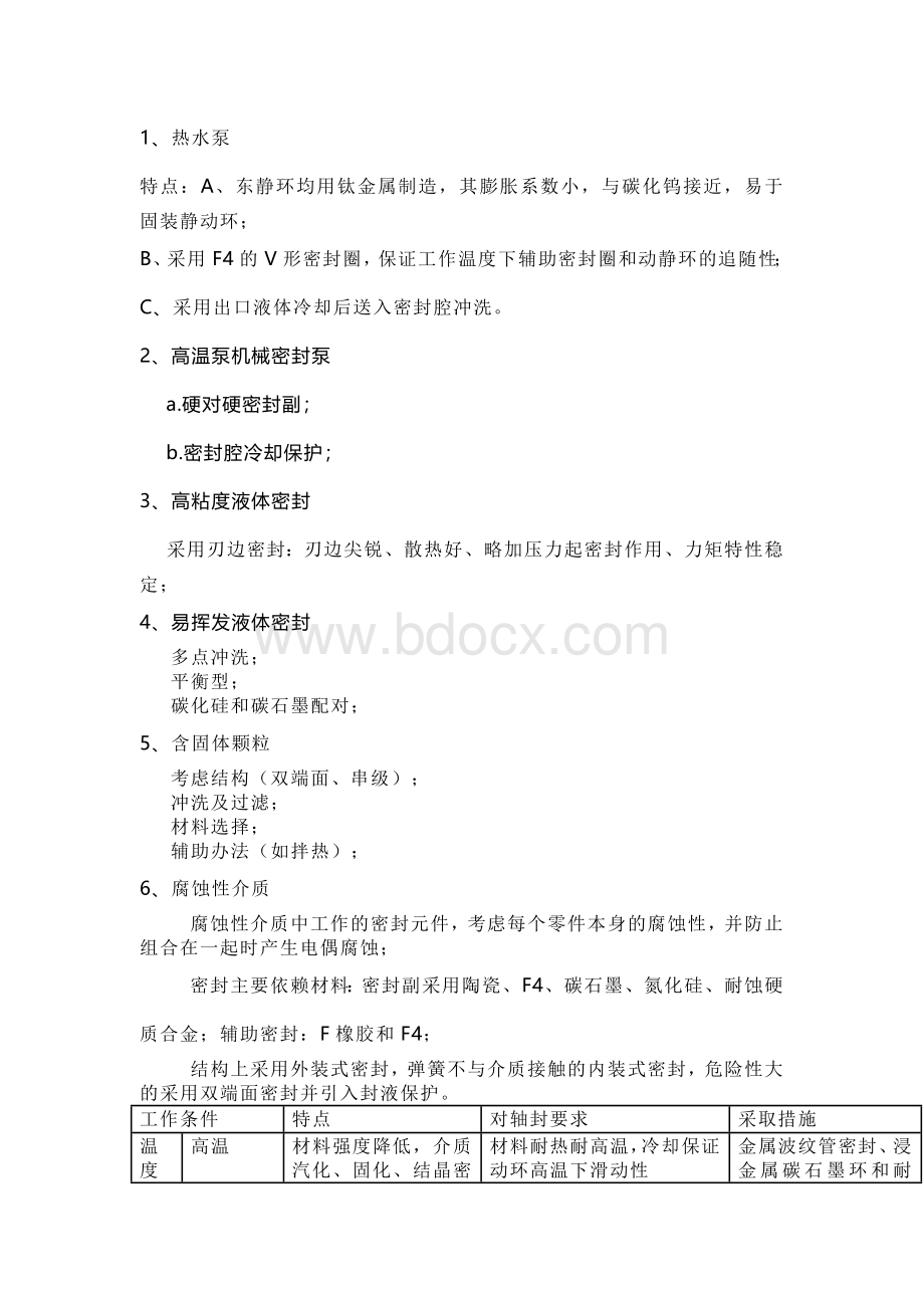 特殊工作介质和工作条件用机械密封.docx