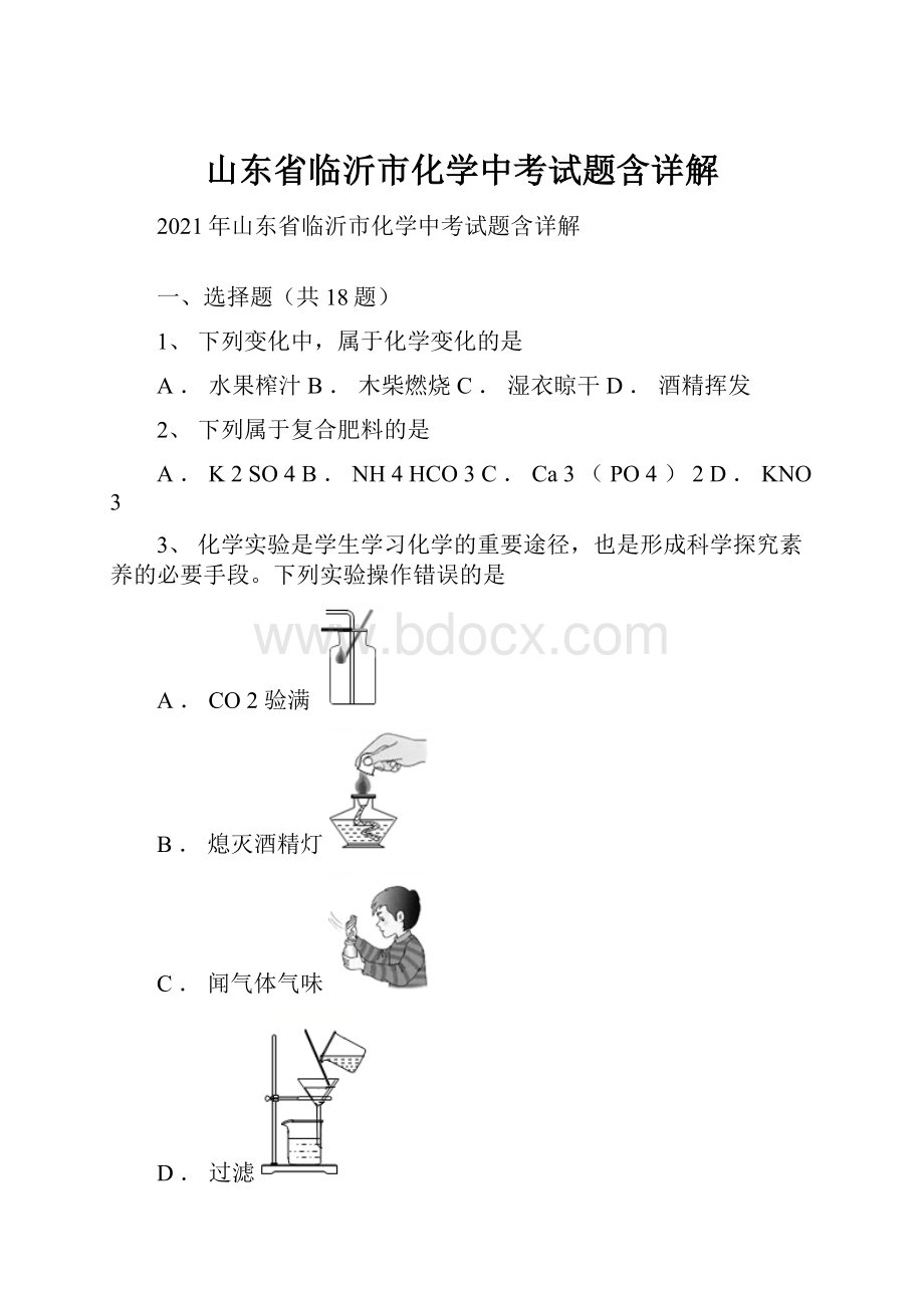 山东省临沂市化学中考试题含详解.docx