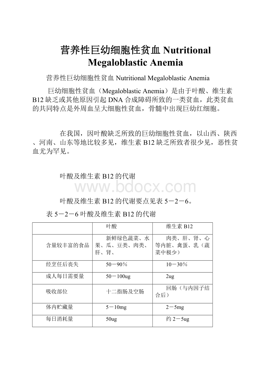 营养性巨幼细胞性贫血 Nutritional Megaloblastic Anemia.docx