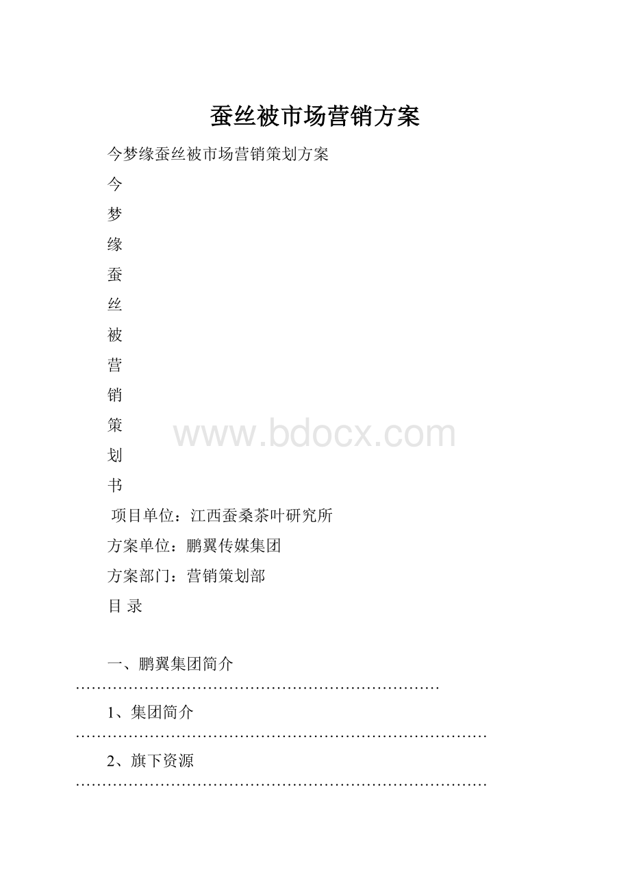 蚕丝被市场营销方案.docx