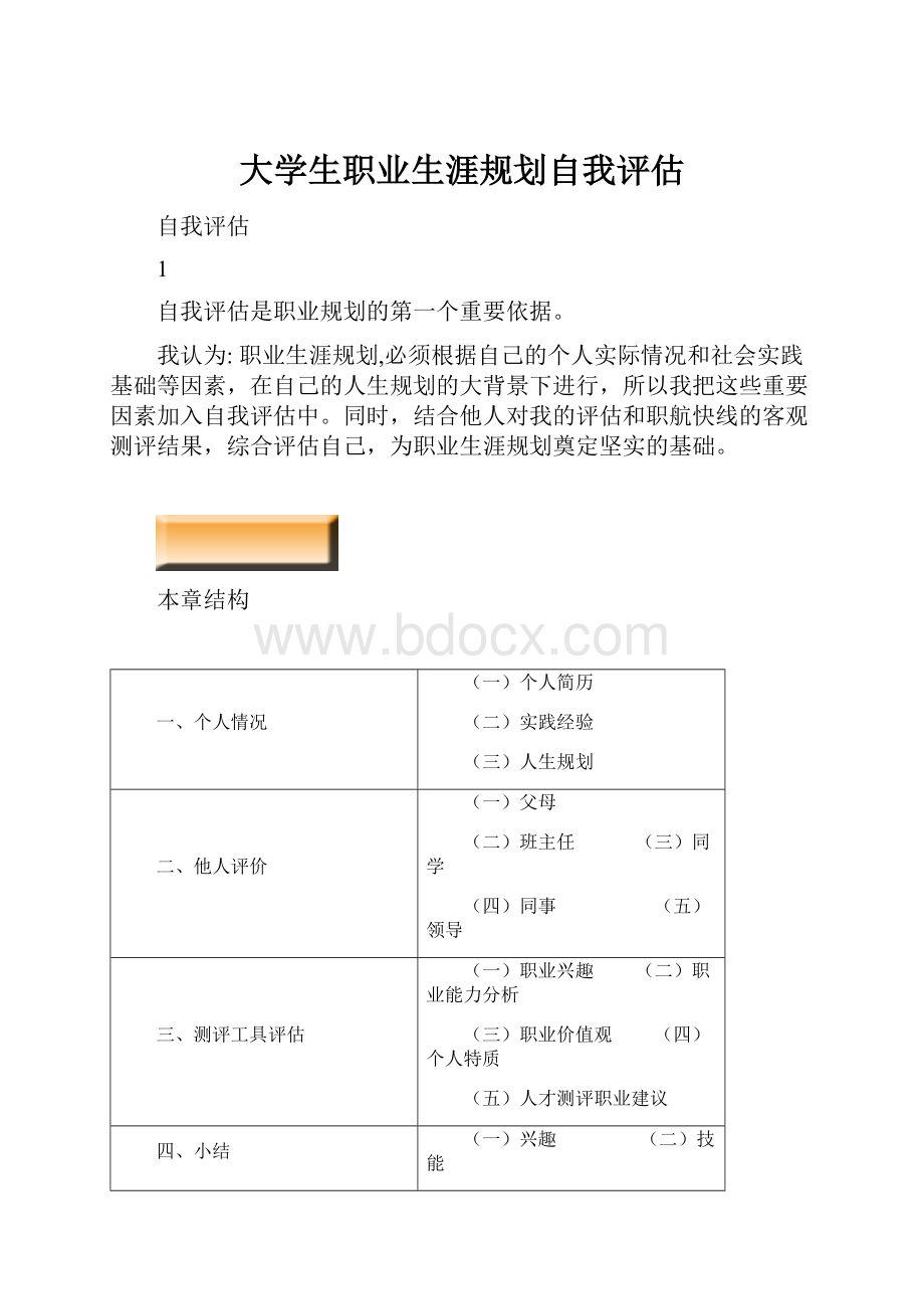 大学生职业生涯规划自我评估.docx_第1页