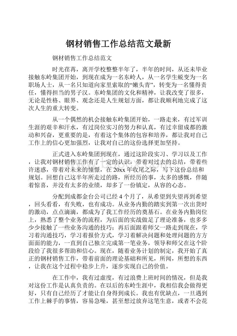 钢材销售工作总结范文最新.docx