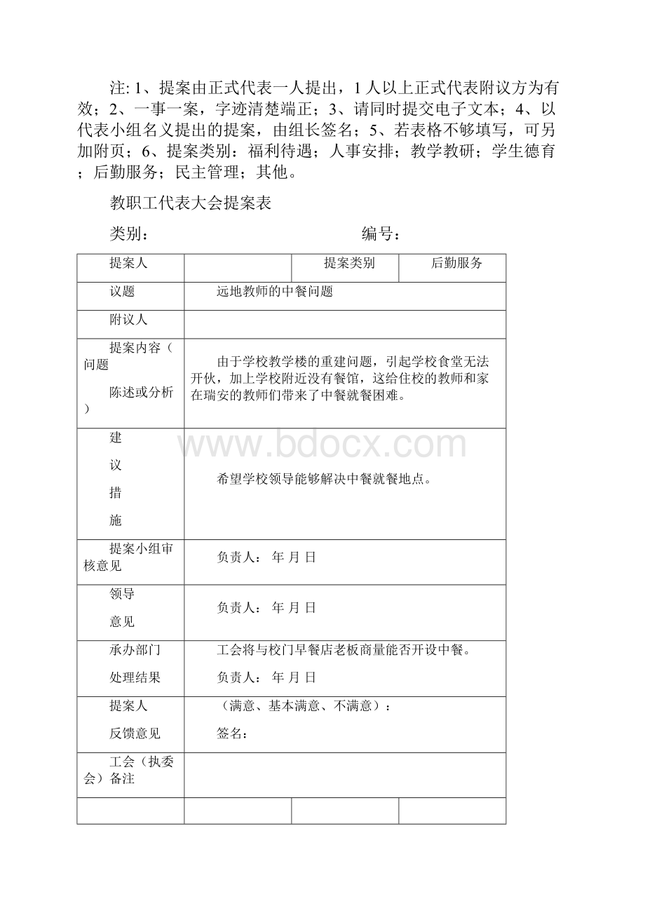 小学教职工代表大会提案表共15张.docx_第2页