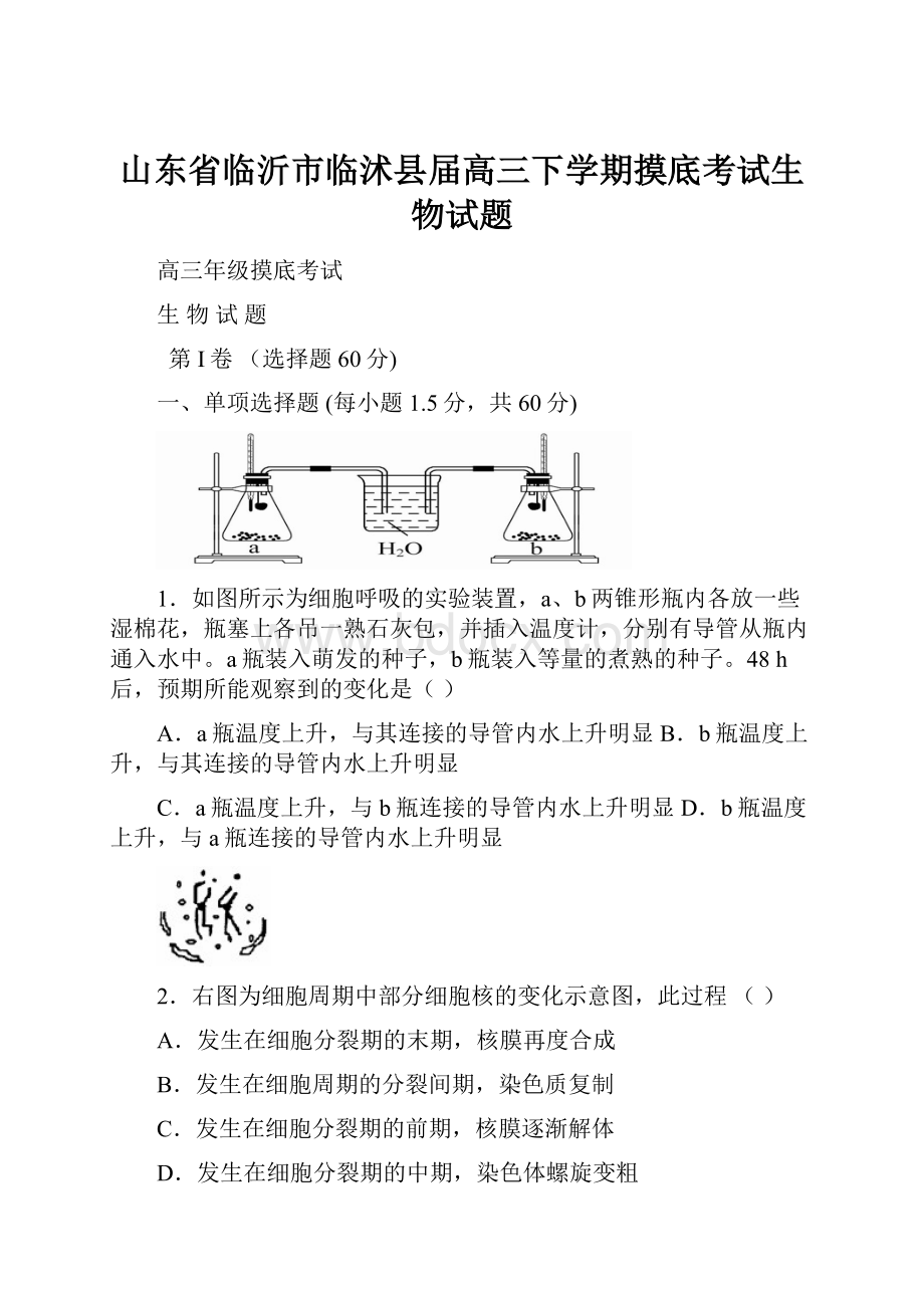 山东省临沂市临沭县届高三下学期摸底考试生物试题.docx_第1页