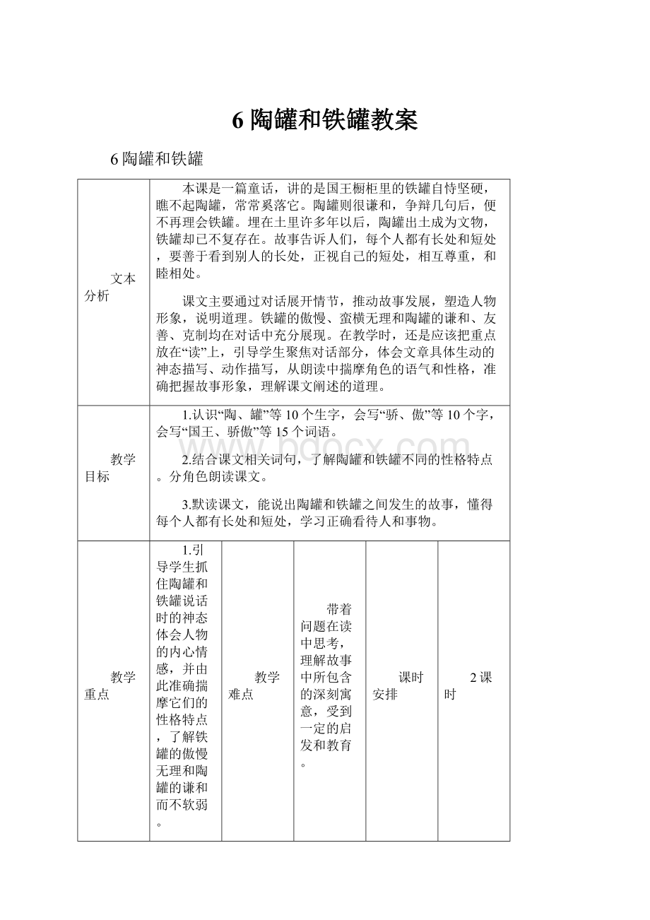 6 陶罐和铁罐教案.docx_第1页