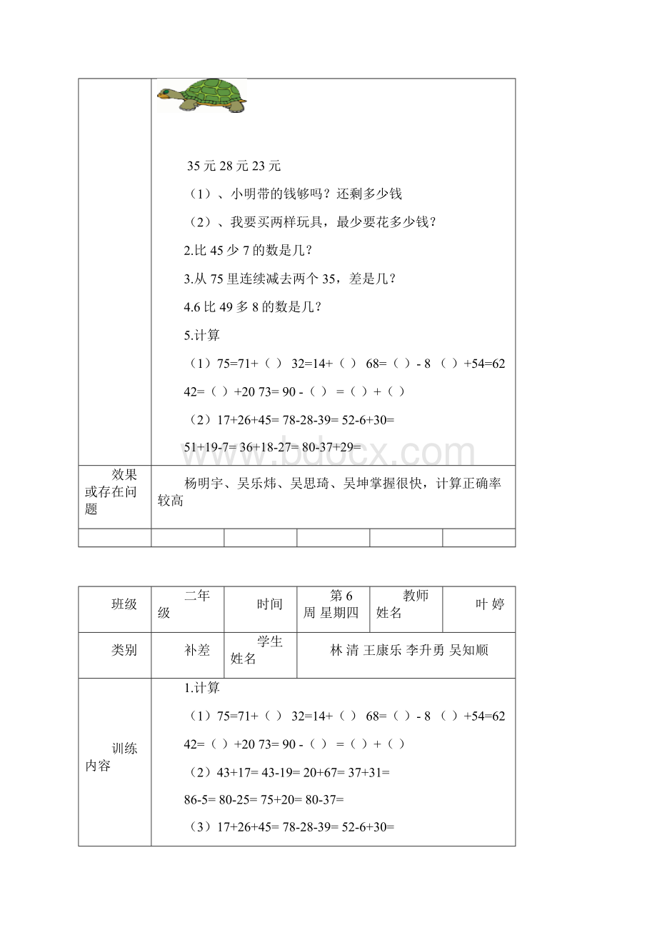 最新重点小学二年级数学培优辅差工作记录.docx_第3页