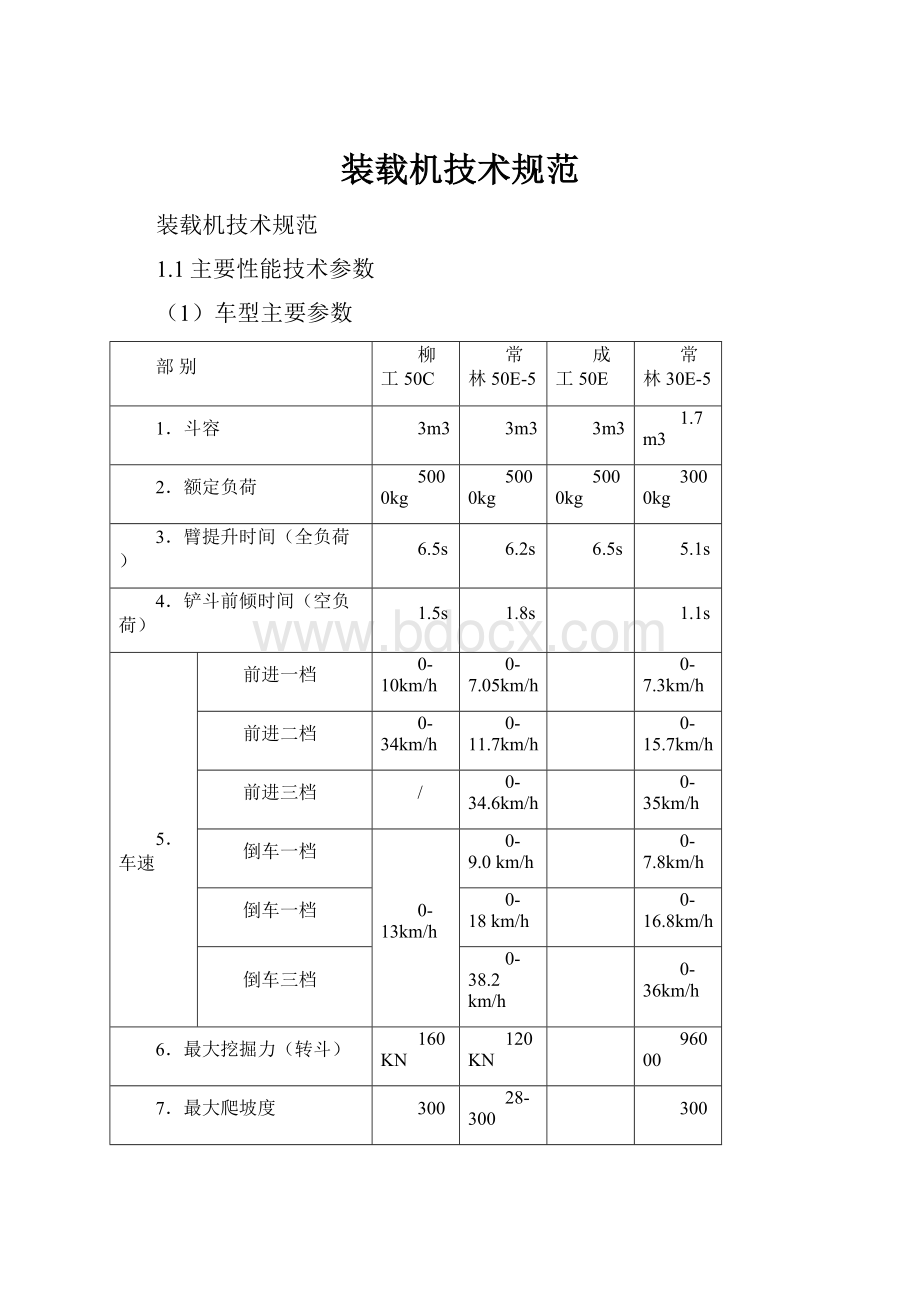 装载机技术规范.docx