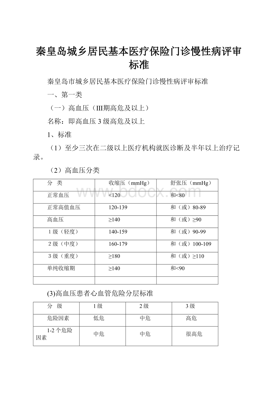 秦皇岛城乡居民基本医疗保险门诊慢性病评审标准.docx