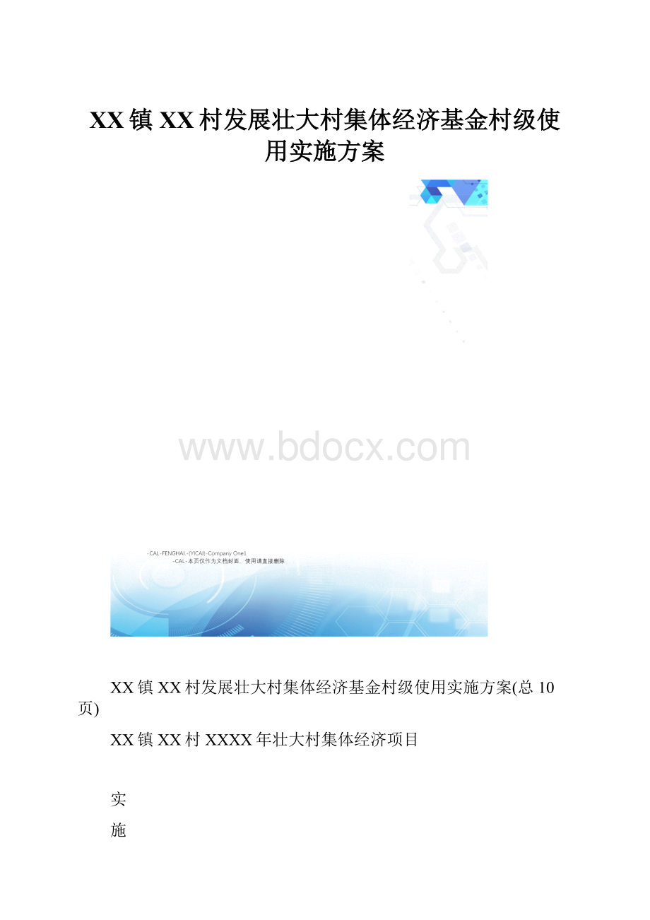 XX镇XX村发展壮大村集体经济基金村级使用实施方案.docx_第1页