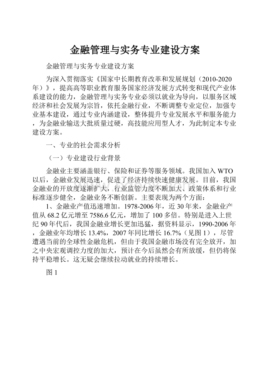 金融管理与实务专业建设方案.docx_第1页