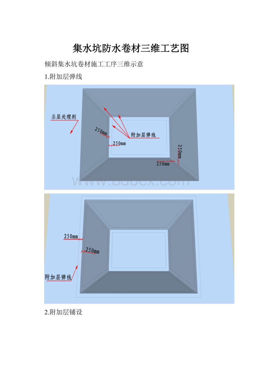 集水坑防水卷材三维工艺图.docx