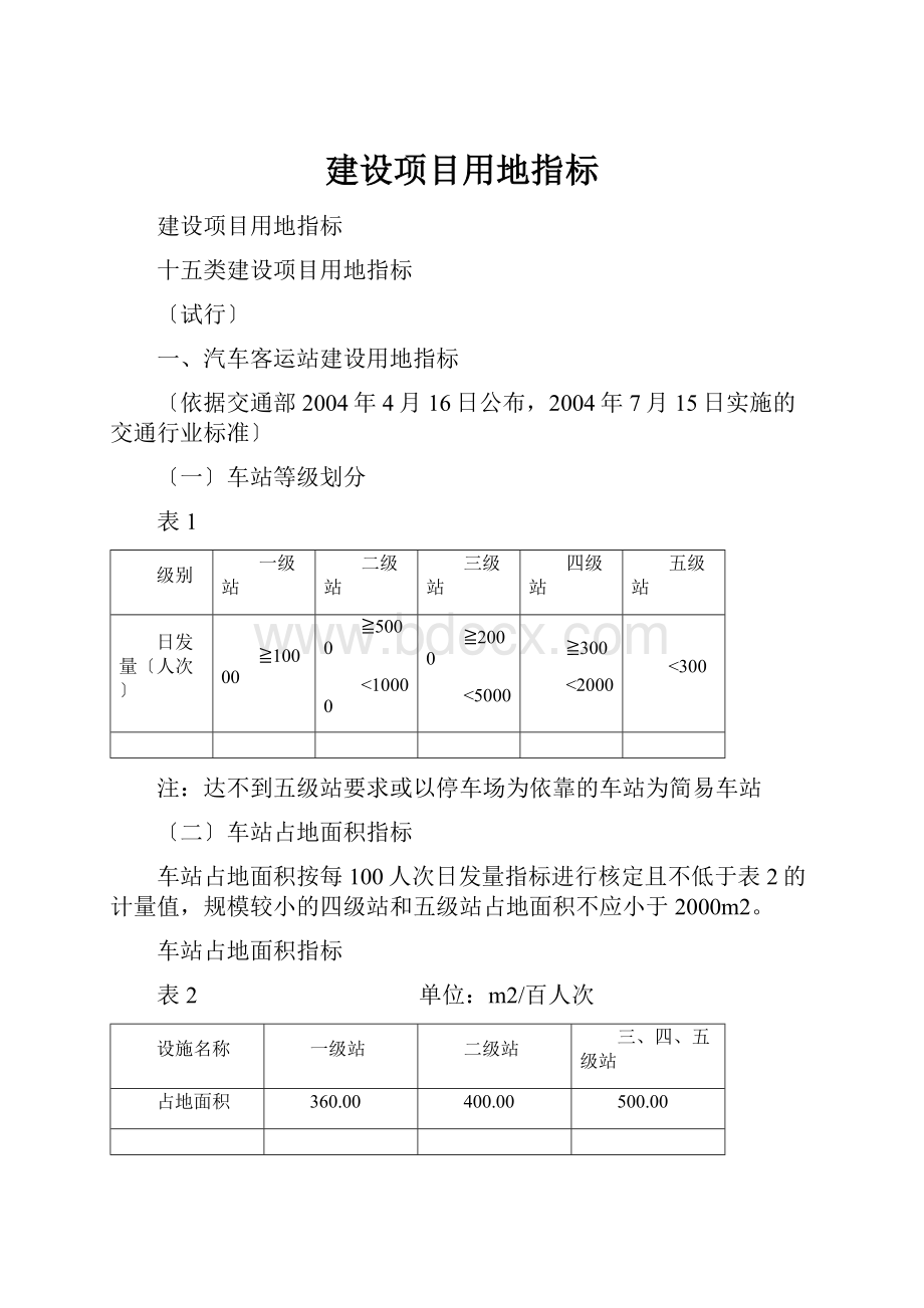 建设项目用地指标.docx