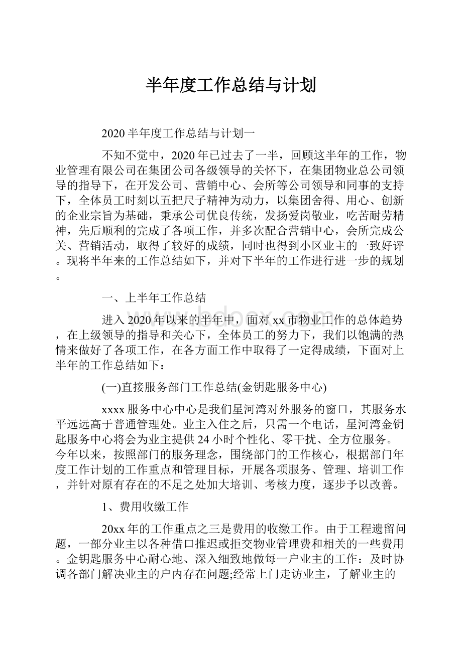 半年度工作总结与计划.docx_第1页