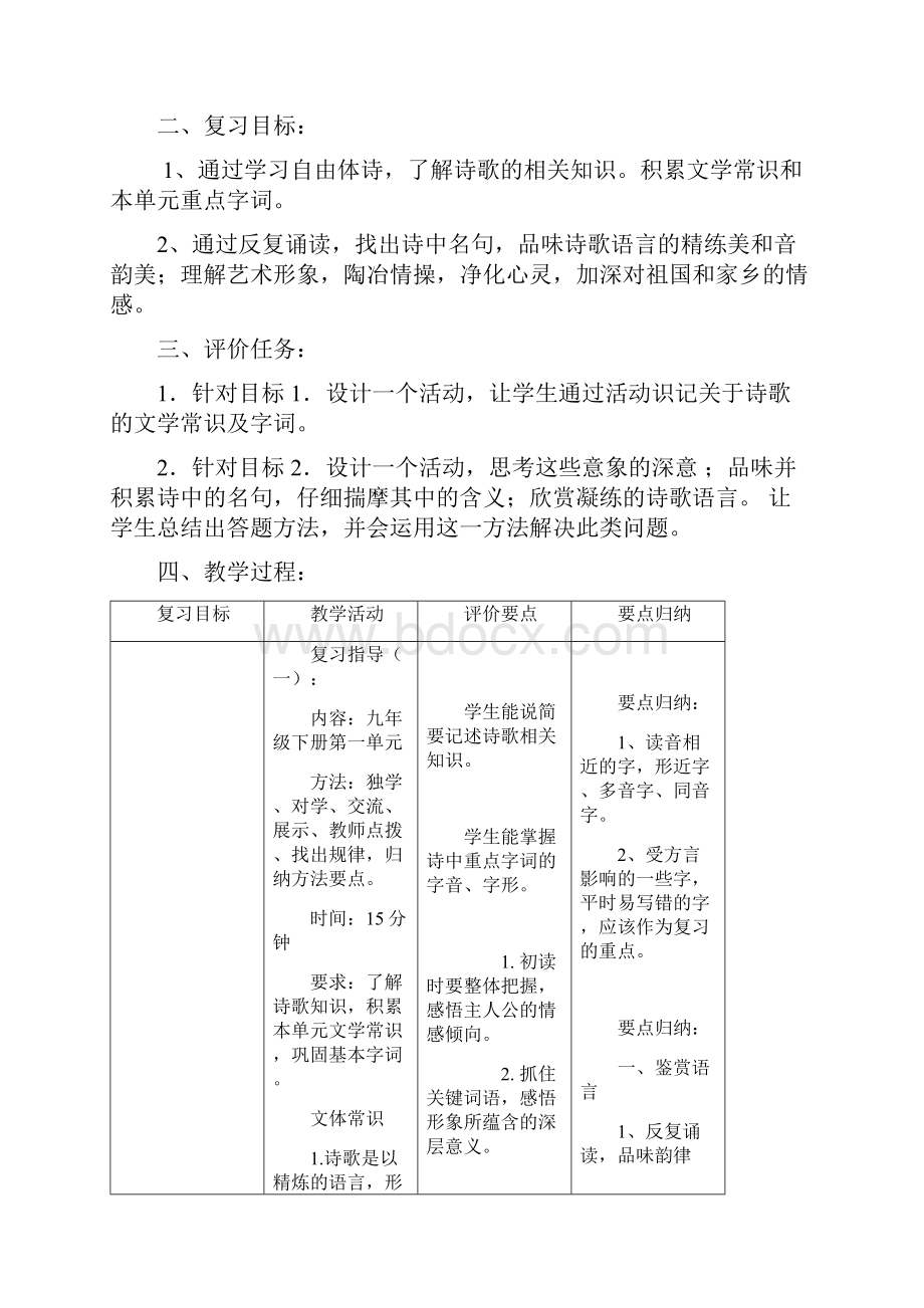 初中语文九年级下册单元复习课教案.docx_第2页