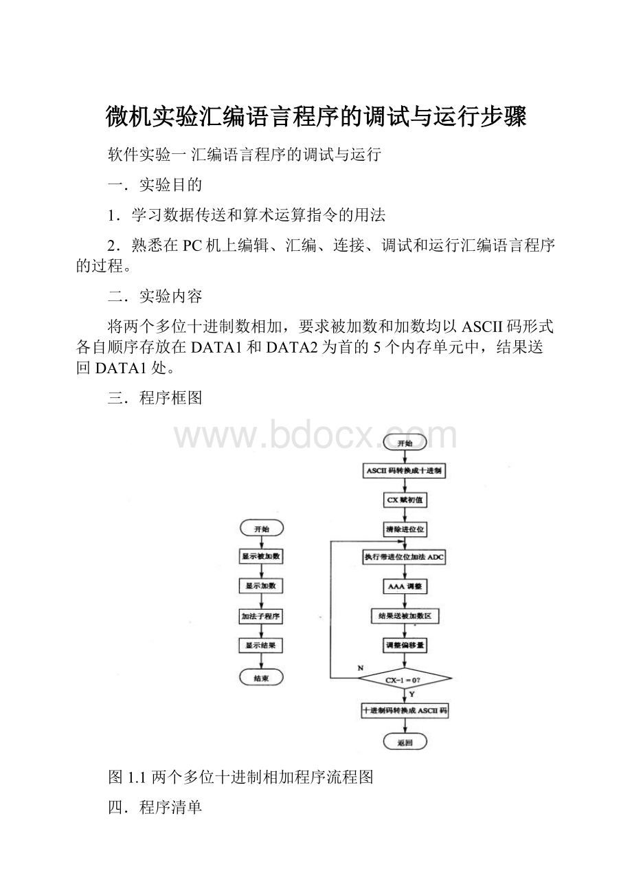 微机实验汇编语言程序的调试与运行步骤.docx