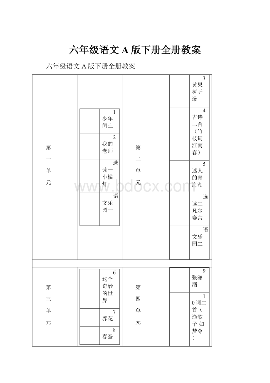 六年级语文A版下册全册教案.docx