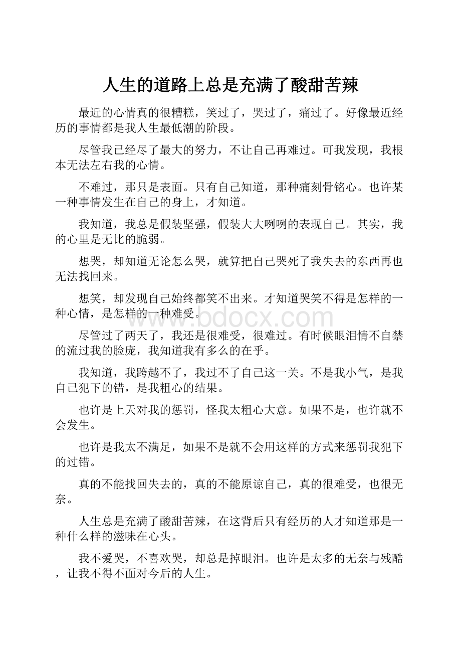 人生的道路上总是充满了酸甜苦辣.docx