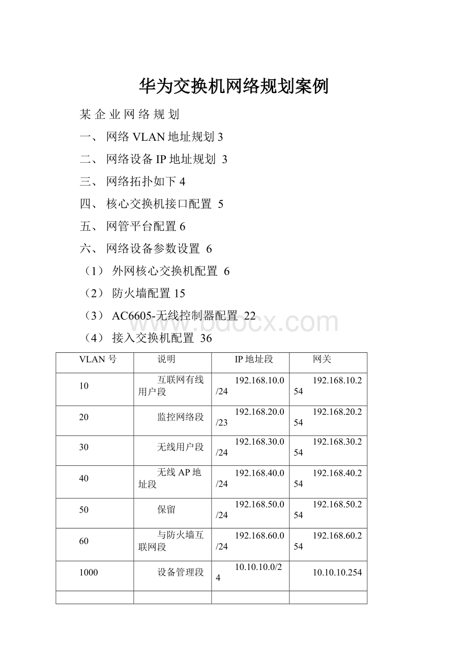 华为交换机网络规划案例.docx_第1页