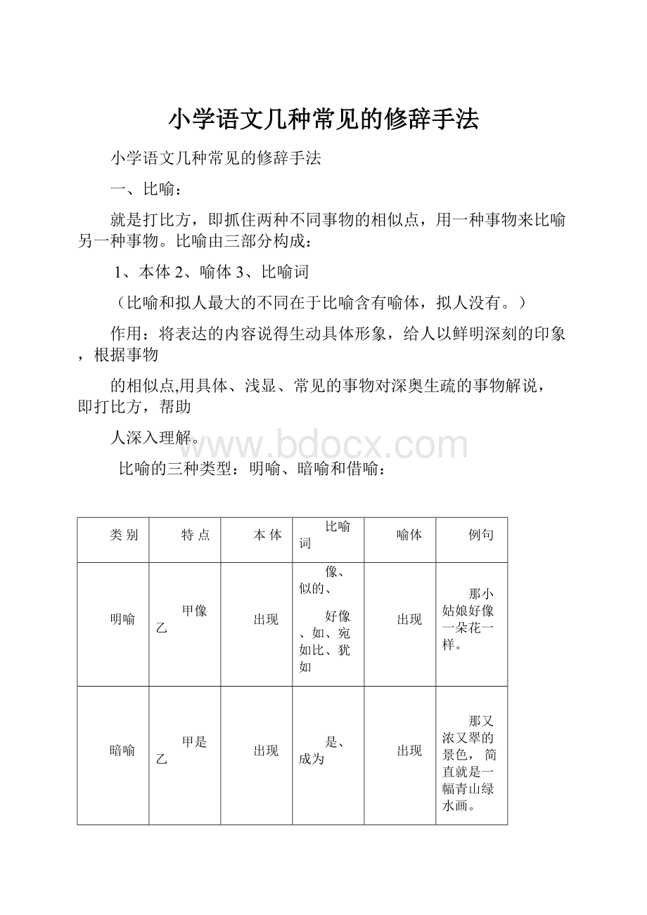 小学语文几种常见的修辞手法.docx