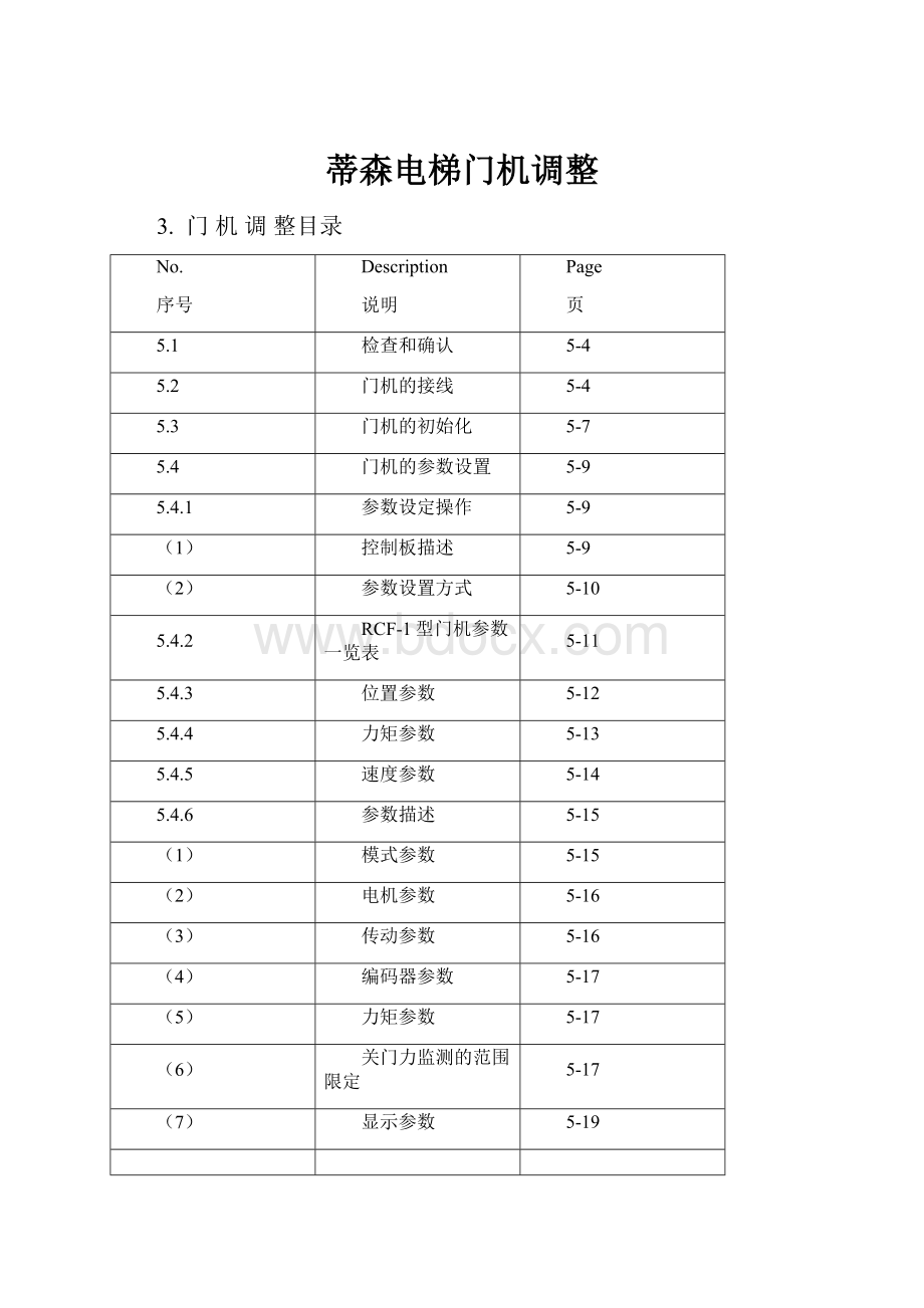 蒂森电梯门机调整.docx