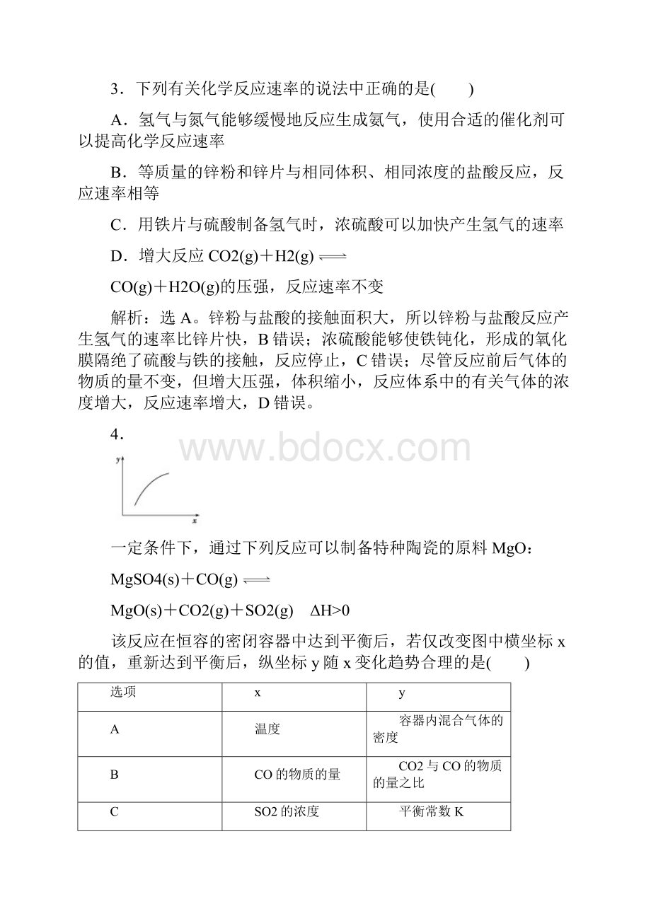 学年高中化学苏教版选修4 专题2 化学反应速率与化学平衡 单元测试.docx_第2页