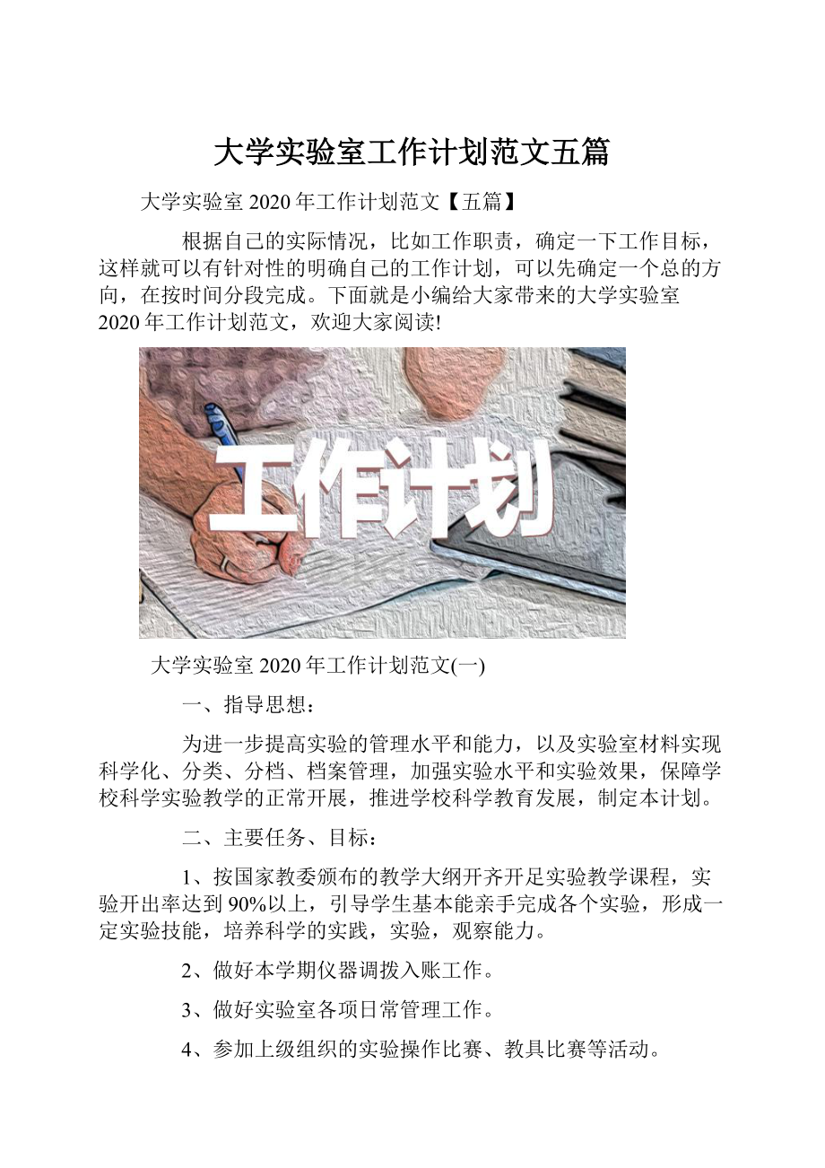 大学实验室工作计划范文五篇.docx_第1页