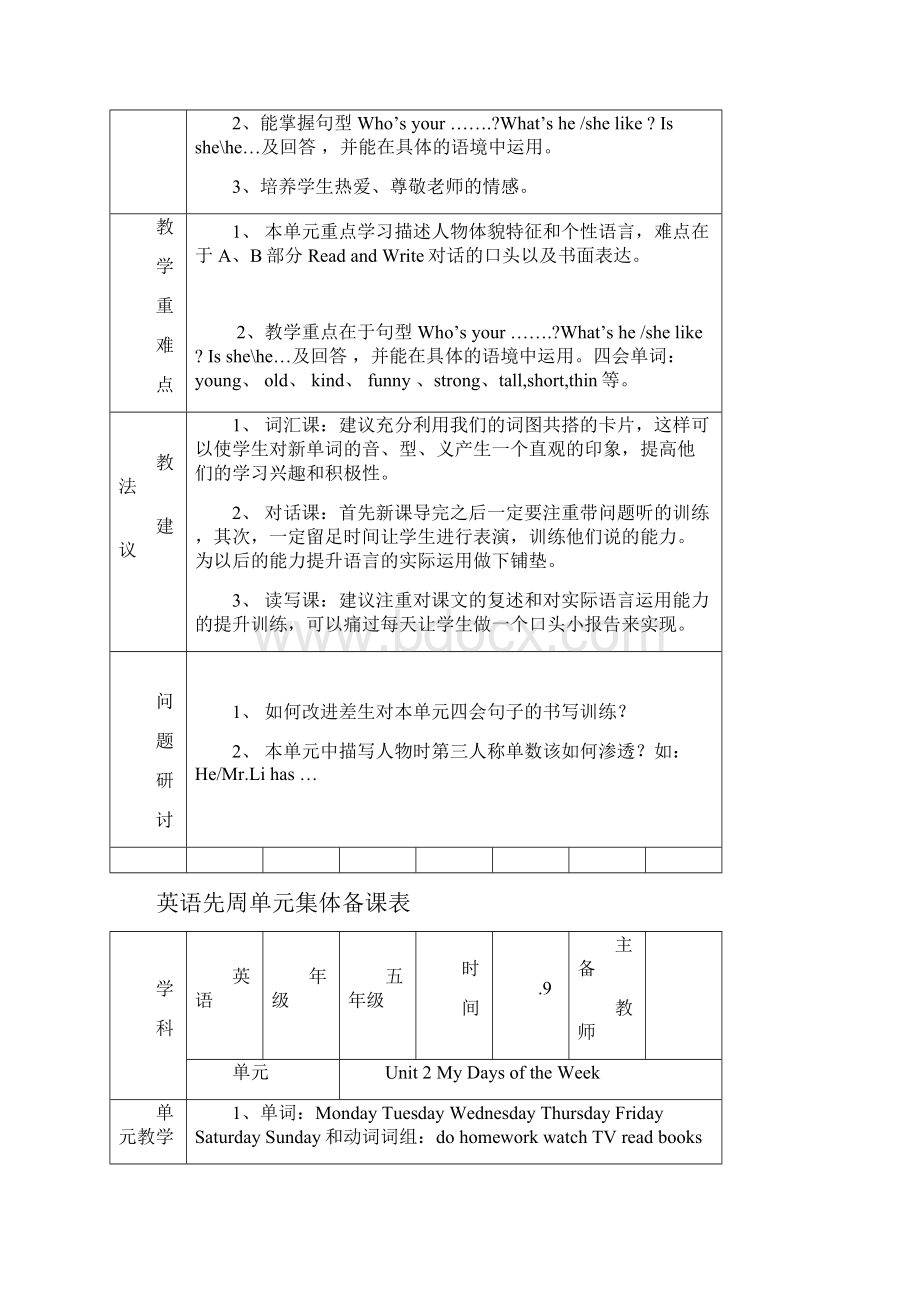 PEP小学英语五年级上册单元主讲稿 全册word资料26页.docx_第2页