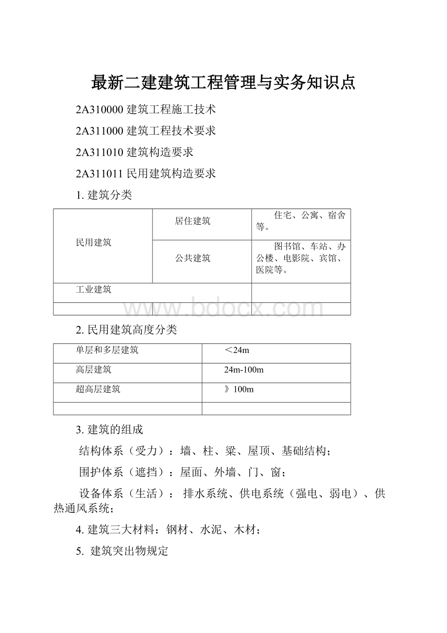 最新二建建筑工程管理与实务知识点.docx