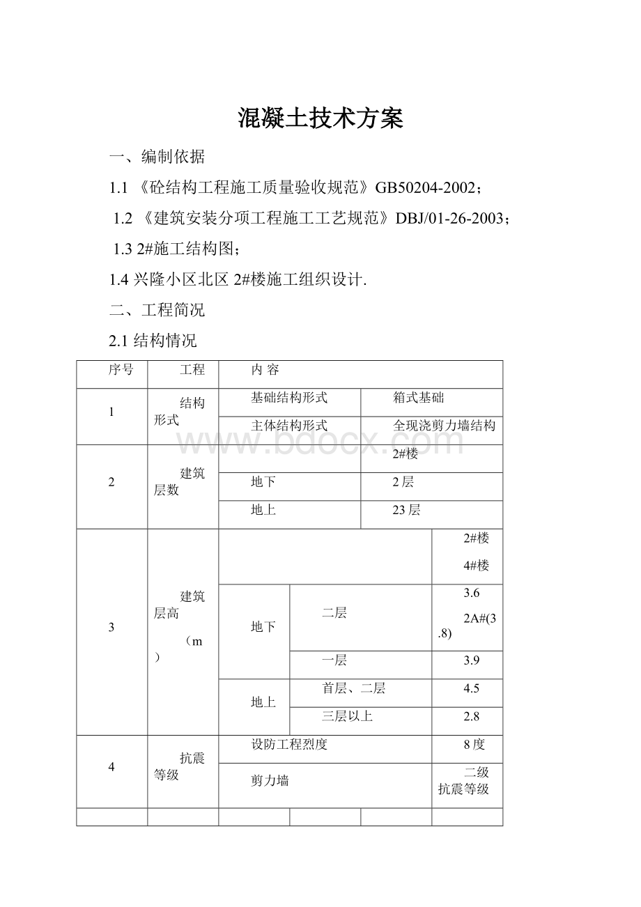 混凝土技术方案.docx