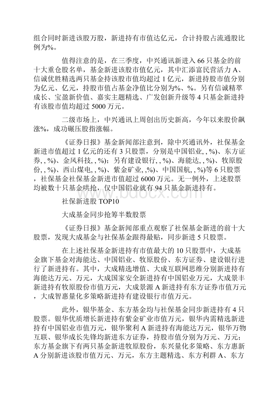 社保基金三季度新进157只股票中兴通信成为最爱.docx_第2页